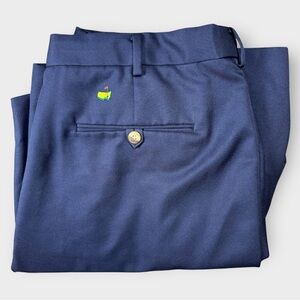 Masters Collection Men’s 38 Pleated Shorts Navy Blue Polyester Embroidered Logo